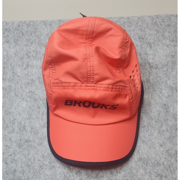 Brooks BOCO Gear 5 Panel Running Hat Coral Orange Adjustable Breathable Cap - Picture 2 of 8